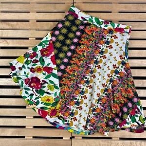 Desigual Floral Patchwork Asymmetrical A-Line Skirt - Multicolor - Size XL
